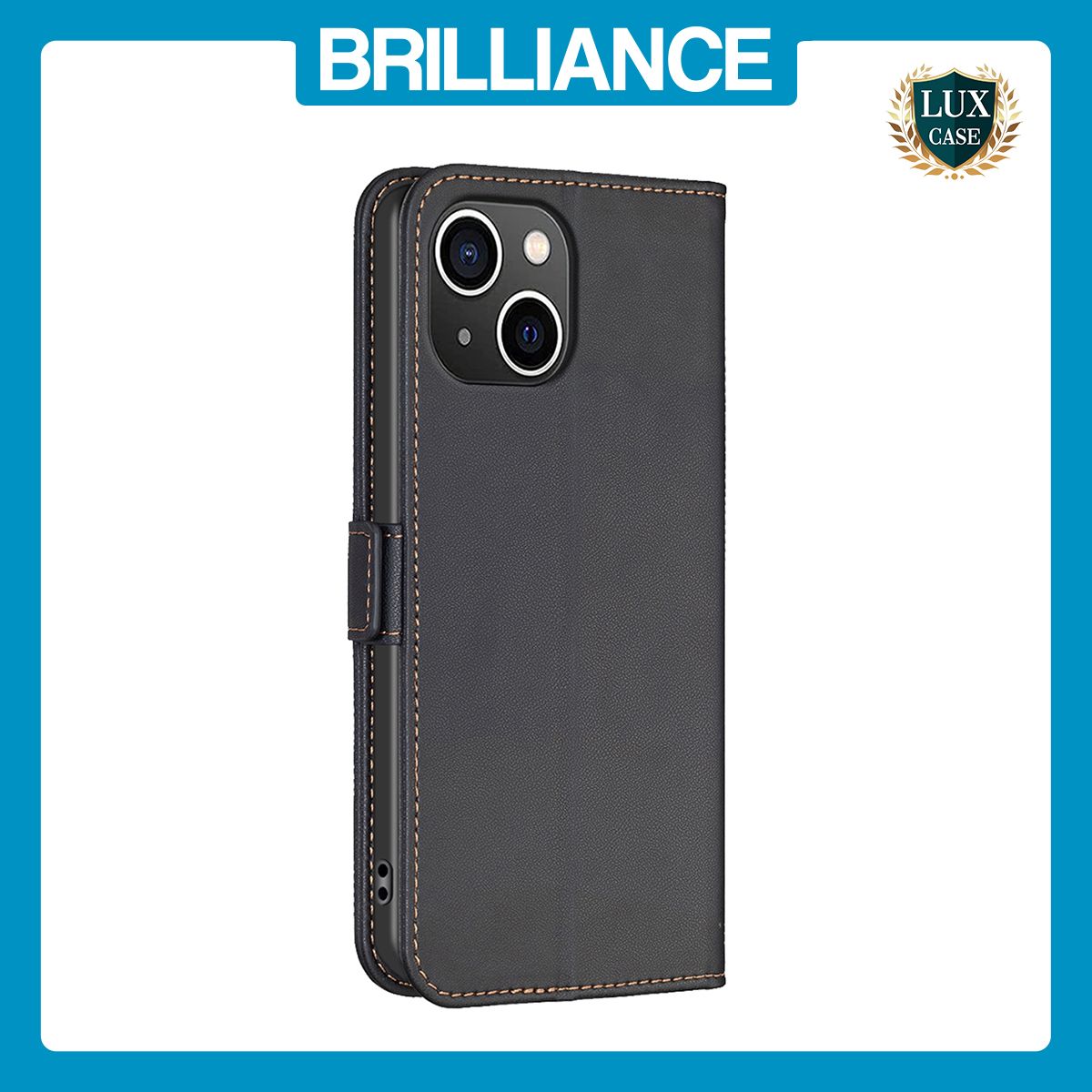 Brilliance LUX iPhone 11 Flip Book PU Leather Wallet Holder & Stand with Card Pockets Case Black