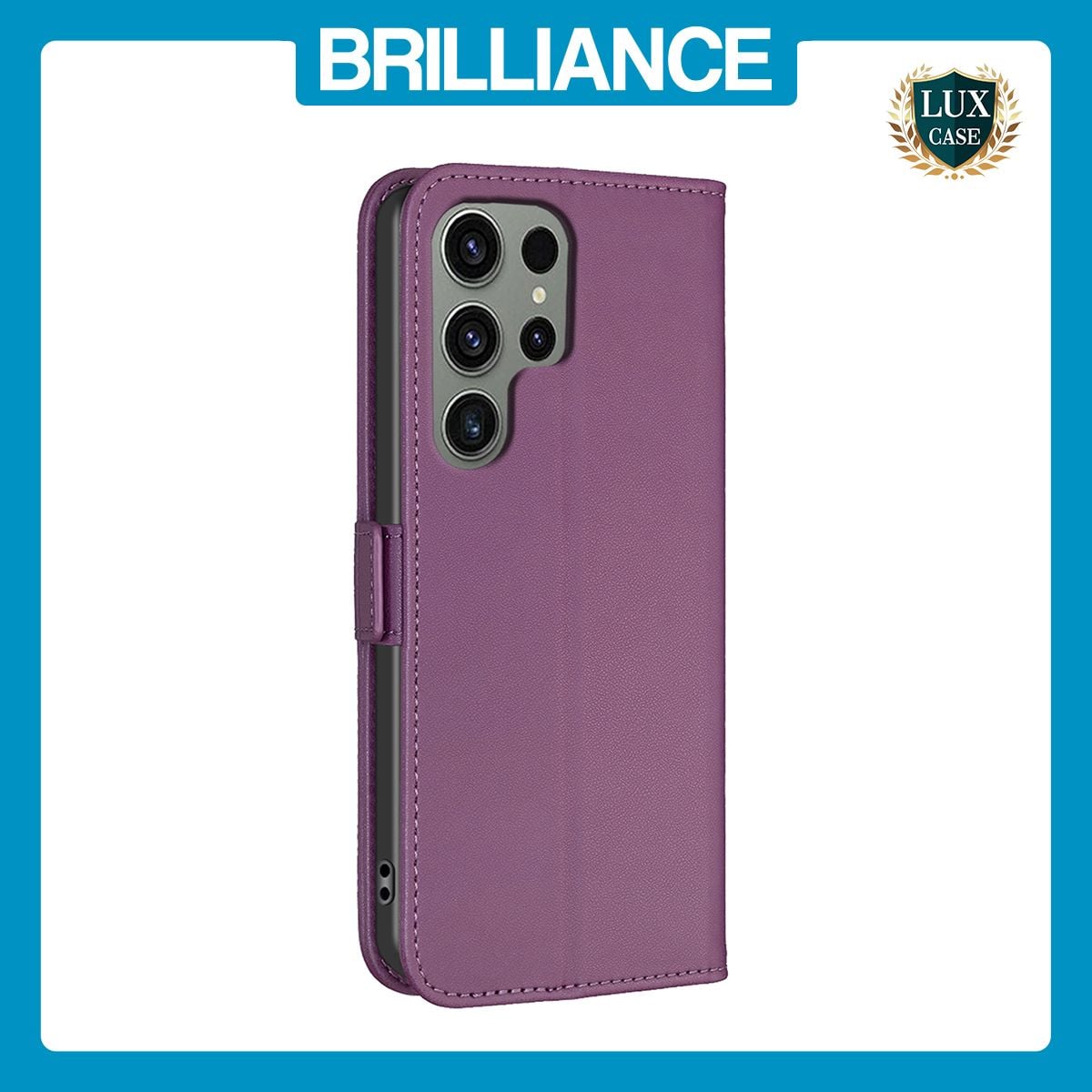 Brilliance LUX Samsung S24 Ultra Flip Book PU Leather Wallet  Holder & Stand with Card Pockets Case Purple