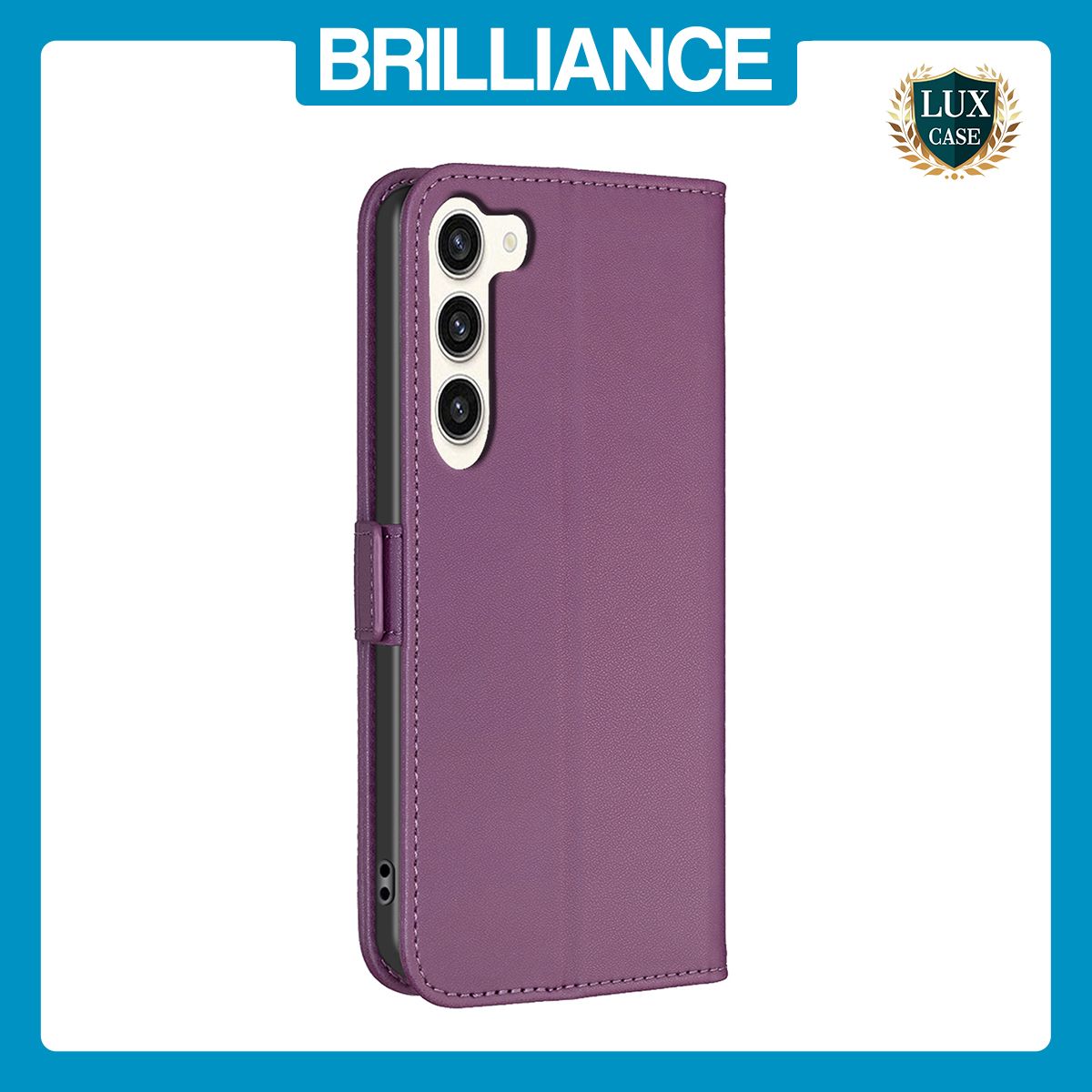 Brilliance LUX Samsung S23 Plus Flip Book PU Leather Wallet  Holder & Stand with Card Pockets Case Purple