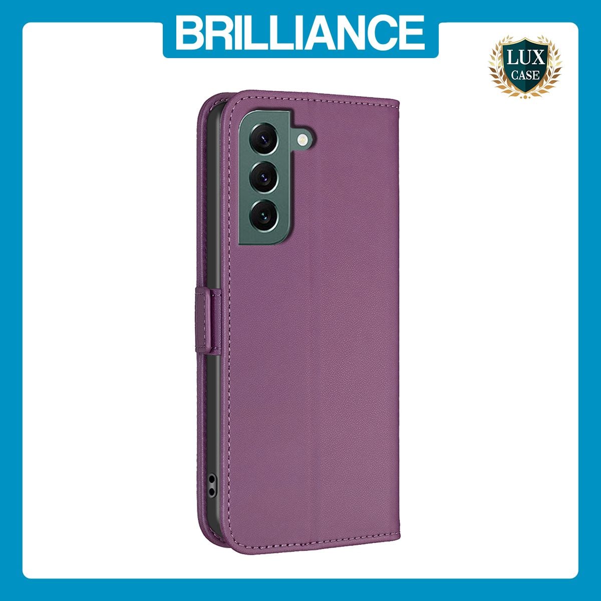 Brilliance LUX Samsung S21 Flip Book PU Leather Wallet  Holder & Stand with Card Pockets Case Purple