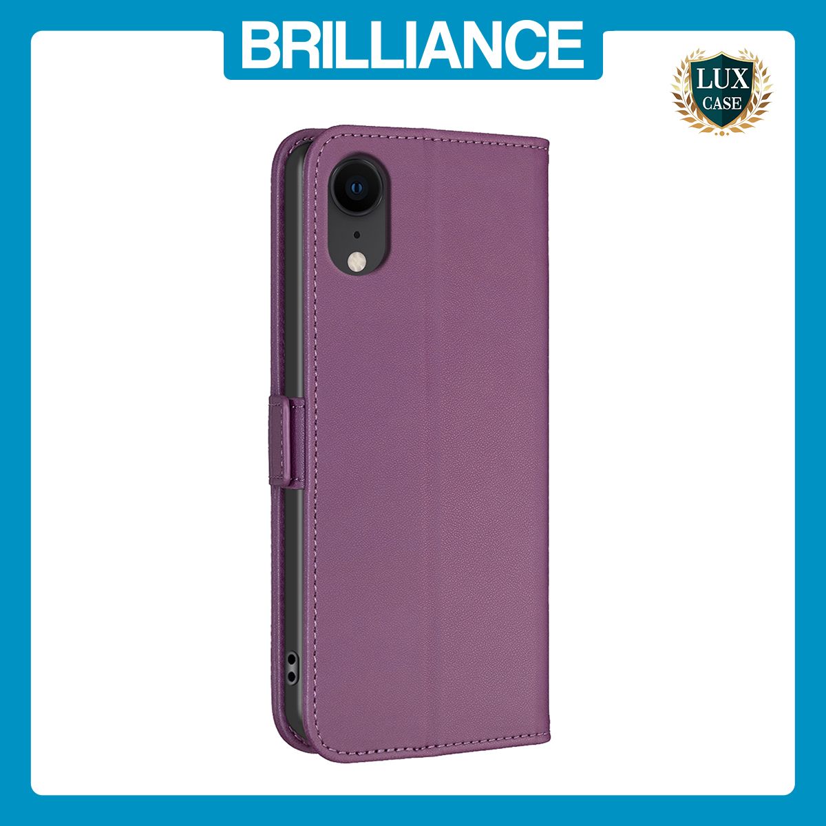 Brilliance LUX iPhone XR Flip Book PU Leather Wallet Holder & Stand with Card Pockets Case Purple