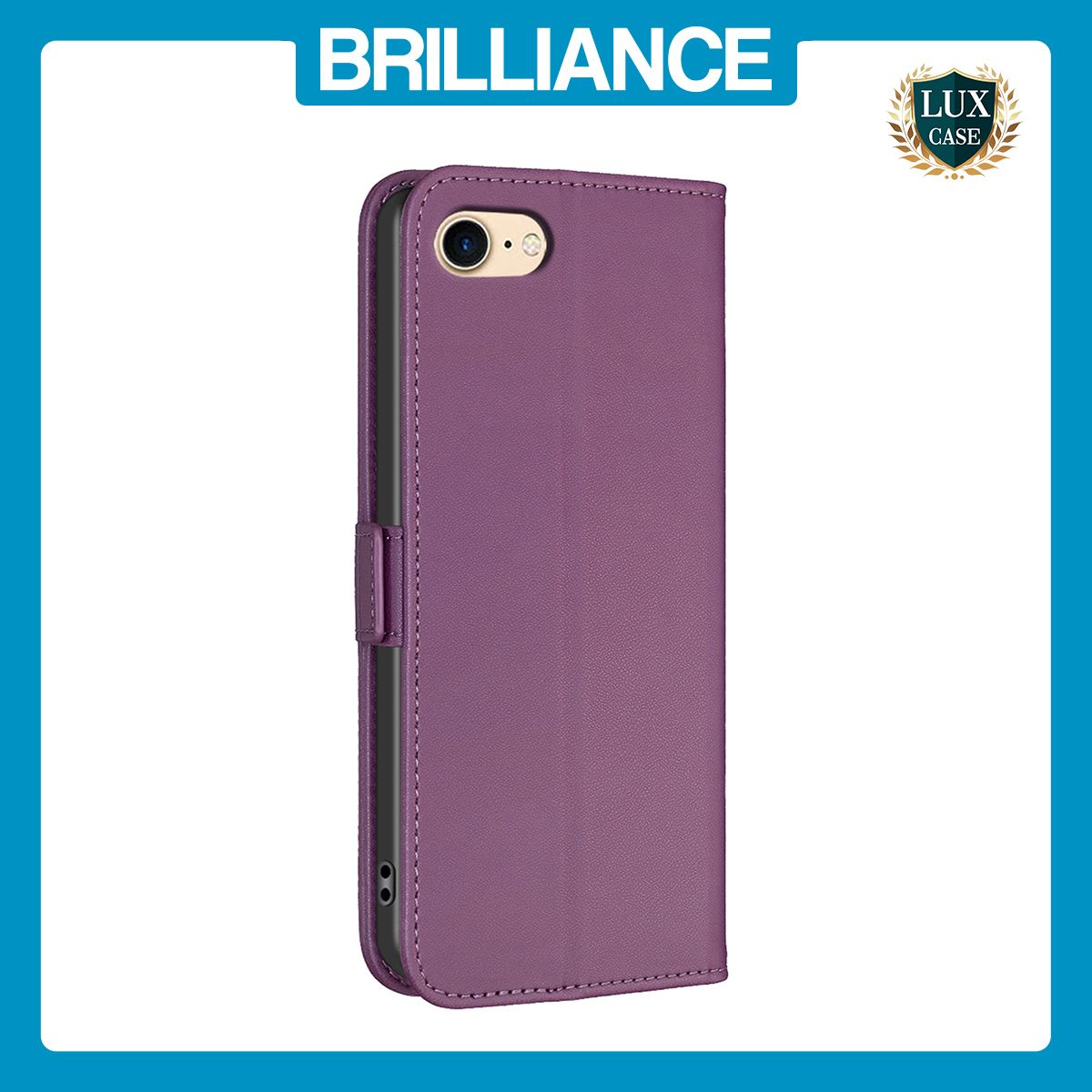 Brilliance LUX iPhone 6/7/8 Flip Book PU Leather Wallet Holder & Stand with Card Pockets Case Purple