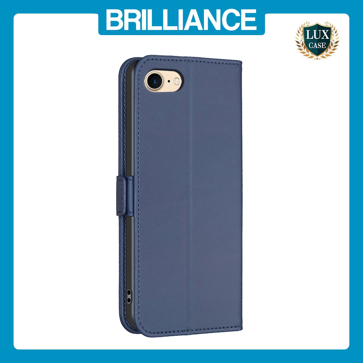 Brilliance LUX iPhone 6/7/8 Flip Book PU Leather Wallet Holder & Stand with Card Pockets Case Blue