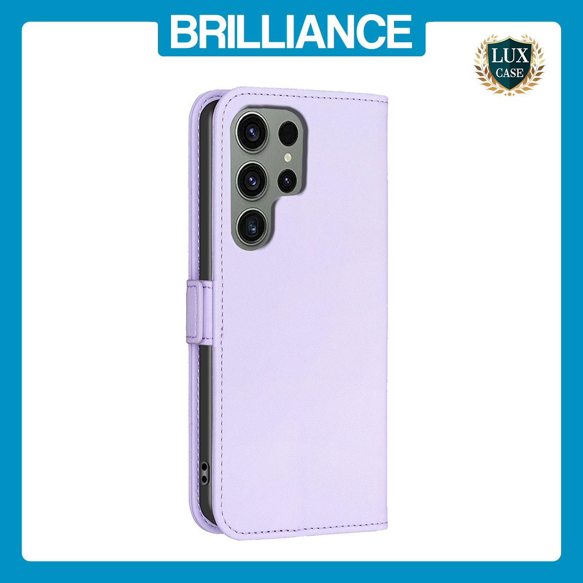 Brilliance LUX Samsung S23 Ultra Flip Book PU Leather Wallet  Holder & Stand with Card Pockets Case Light Purple