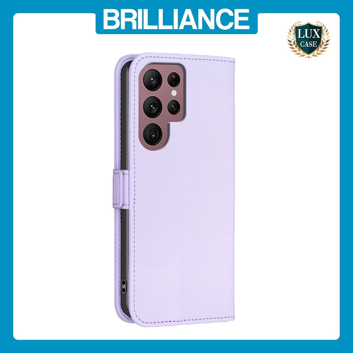 Brilliance LUX Samsung S22 Ultra Flip Book PU Leather Wallet  Holder & Stand with Card Pockets Case Light Purple