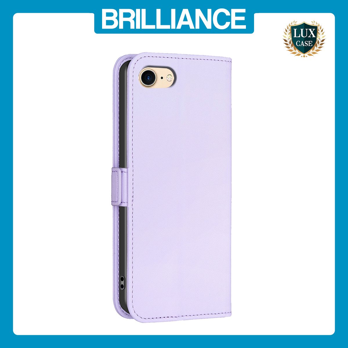 Brilliance LUX iPhone 6/7/8 Flip Book PU Leather Wallet Holder & Stand with Card Pockets Case Light Purple