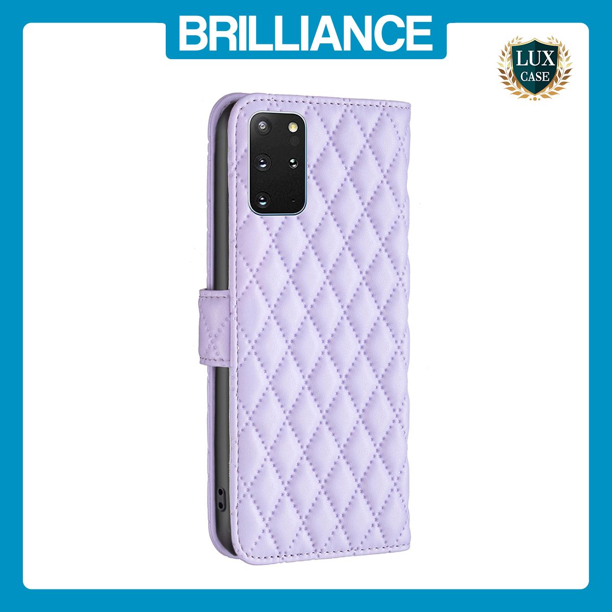 Brilliance LUX Samsung S20 Plus Flip Book PU real Leather Wallet Holder & Kickstand with Card Pockets Case Purple