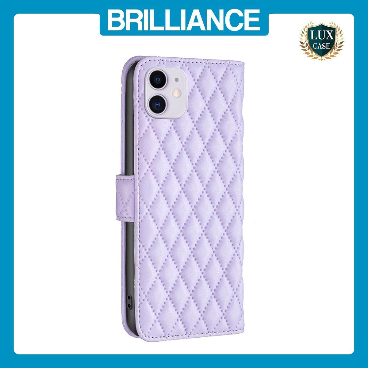 Brilliance LUX iPhone 6/7/8 Flip Book PU real Leather Wallet Holder & Kickstand with Card Pockets Case Purple