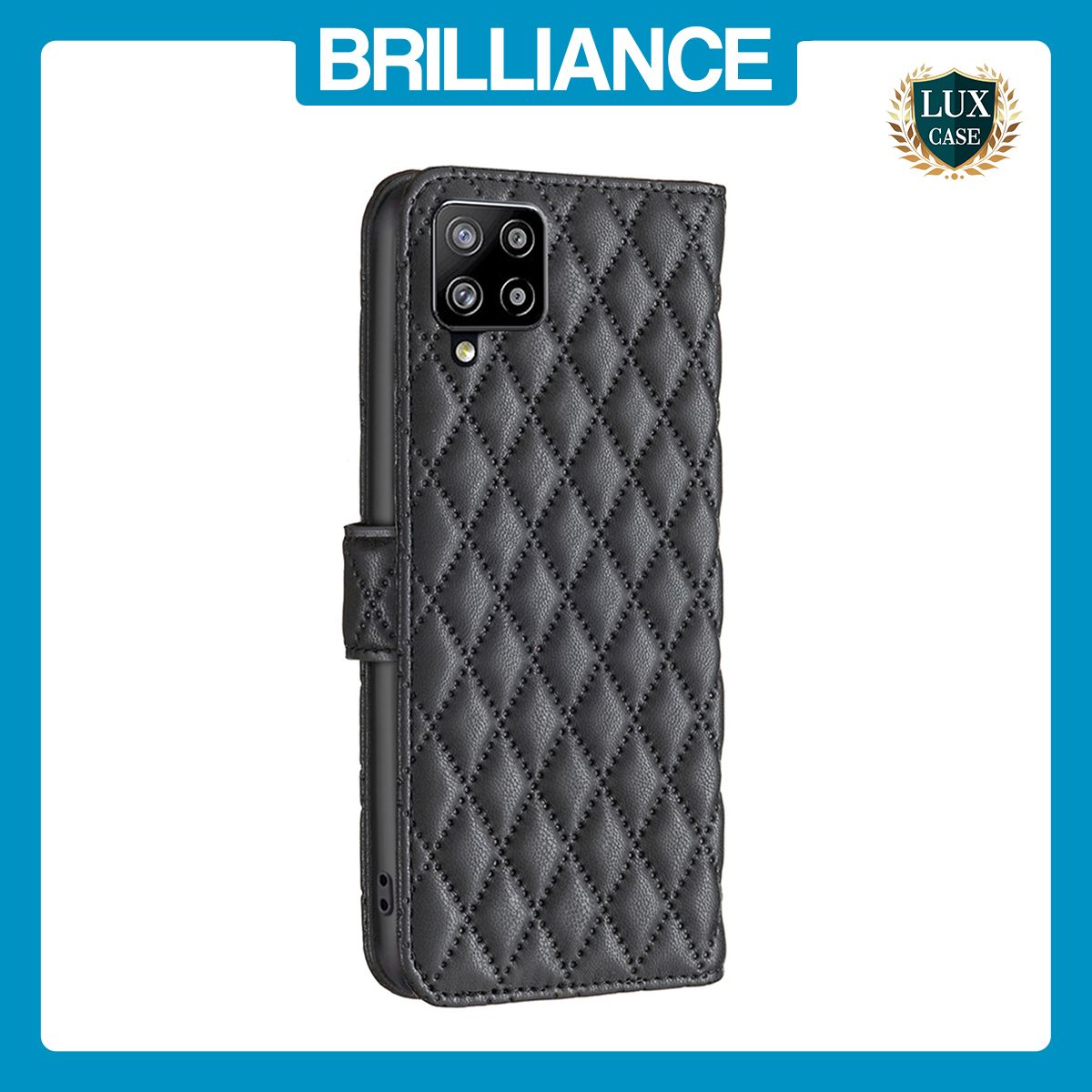 Brilliance LUX Samsung A42 5G Flip Book PU real Leather Wallet Holder & Kickstand with Card Pockets Case Black