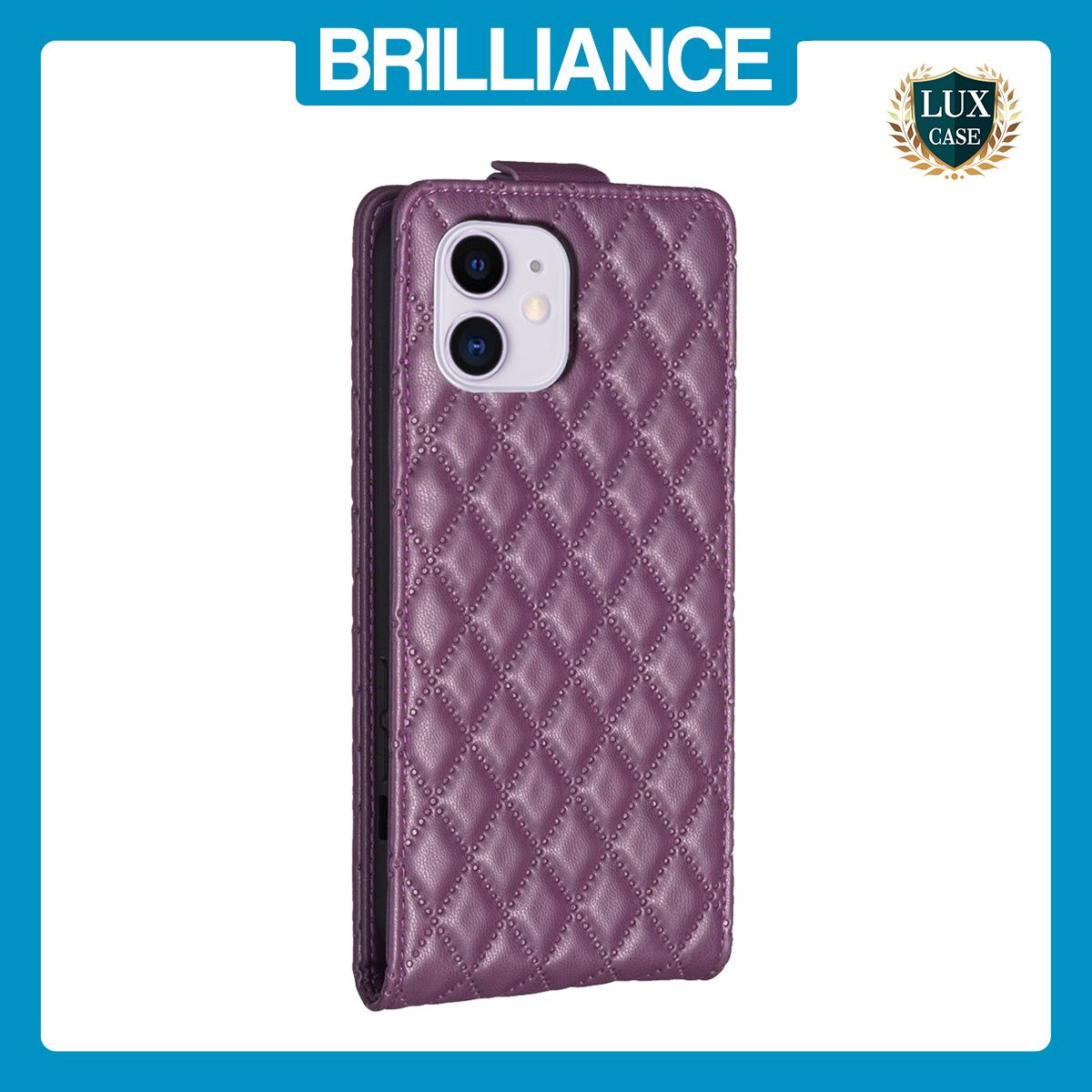 Brilliance LUX iPhone 11 Flip PU Photo Frame Leather Up And Down Wallet with Card Pockets Case Purple