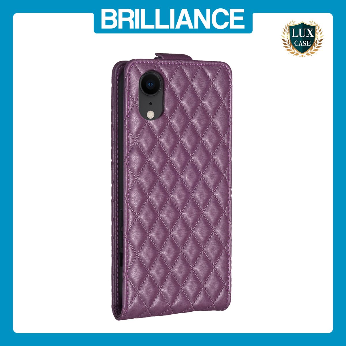 Brilliance LUX iPhone XR Flip PU Photo Frame Leather Up And Down Wallet with Card Pockets Case Purple