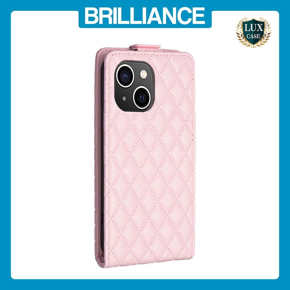 Brilliance LUX iPhone 15 Flip PU Photo Frame Leather Up And Down Wallet with Card Pockets Case Pink