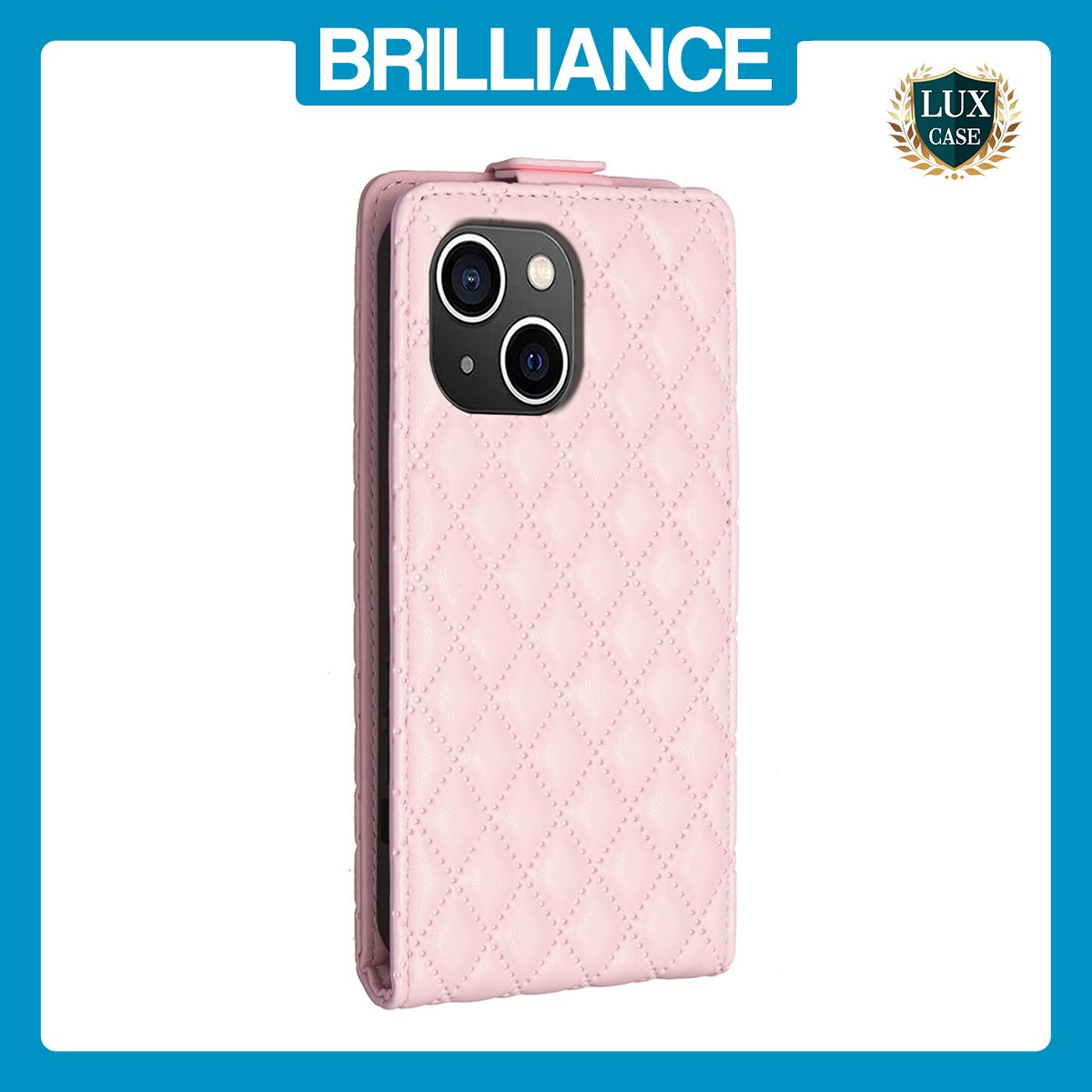 Brilliance LUX iPhone 15 Plus Flip PU Photo Frame Leather Up And Down Wallet with Card Pockets Case Pink