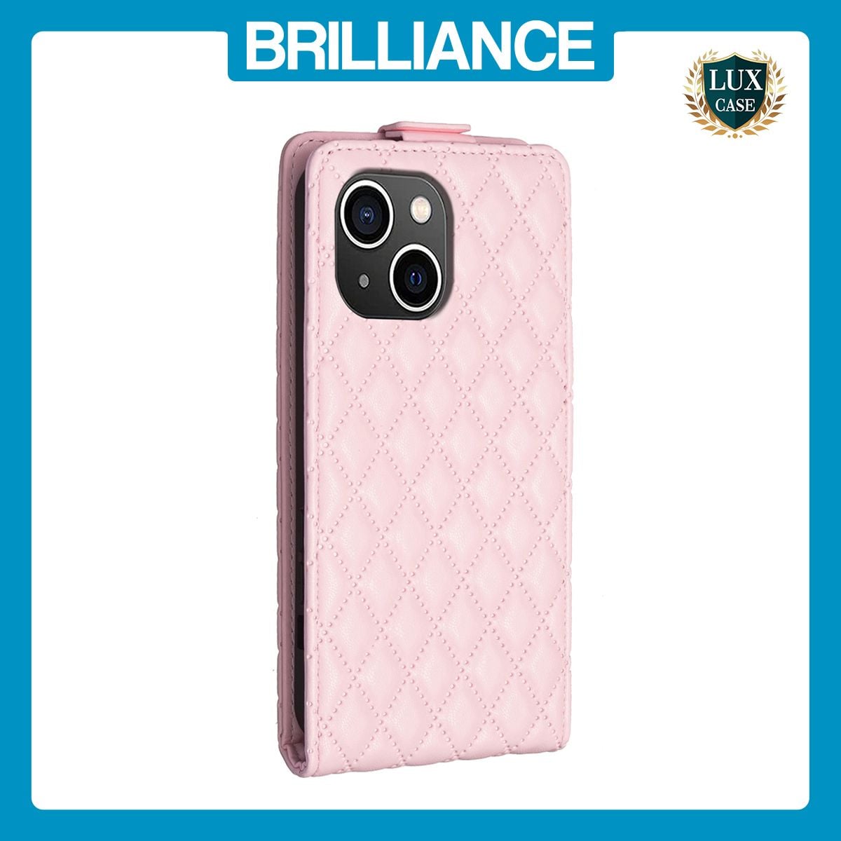 Brilliance LUX iPhone 14 Plus Flip PU Photo Frame Leather Up And Down Wallet with Card Pockets Case Pink