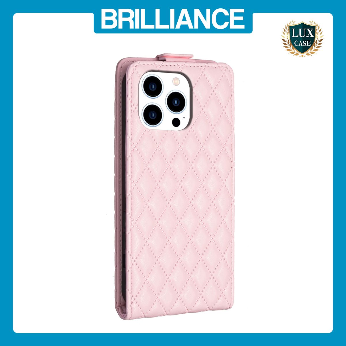 Brilliance LUX iPhone 13 Pro Max Flip PU Photo Frame Leather Up And Down Wallet with Card Pockets Case Pink