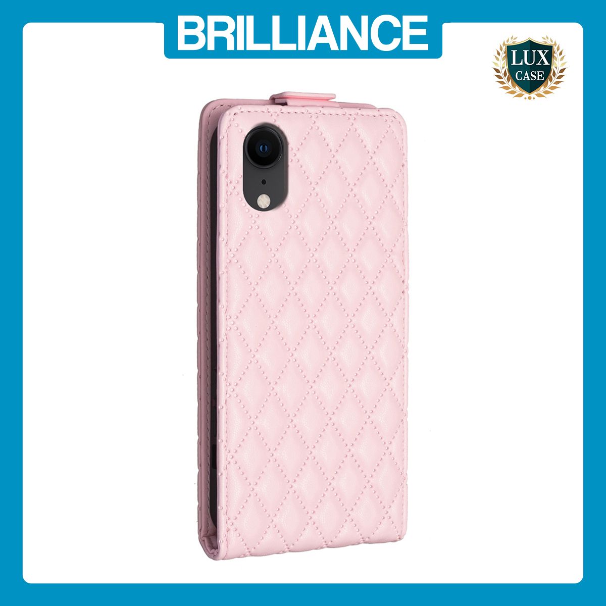 Brilliance LUX iPhone XR Flip PU Photo Frame Leather Up And Down Wallet with Card Pockets Case Pink