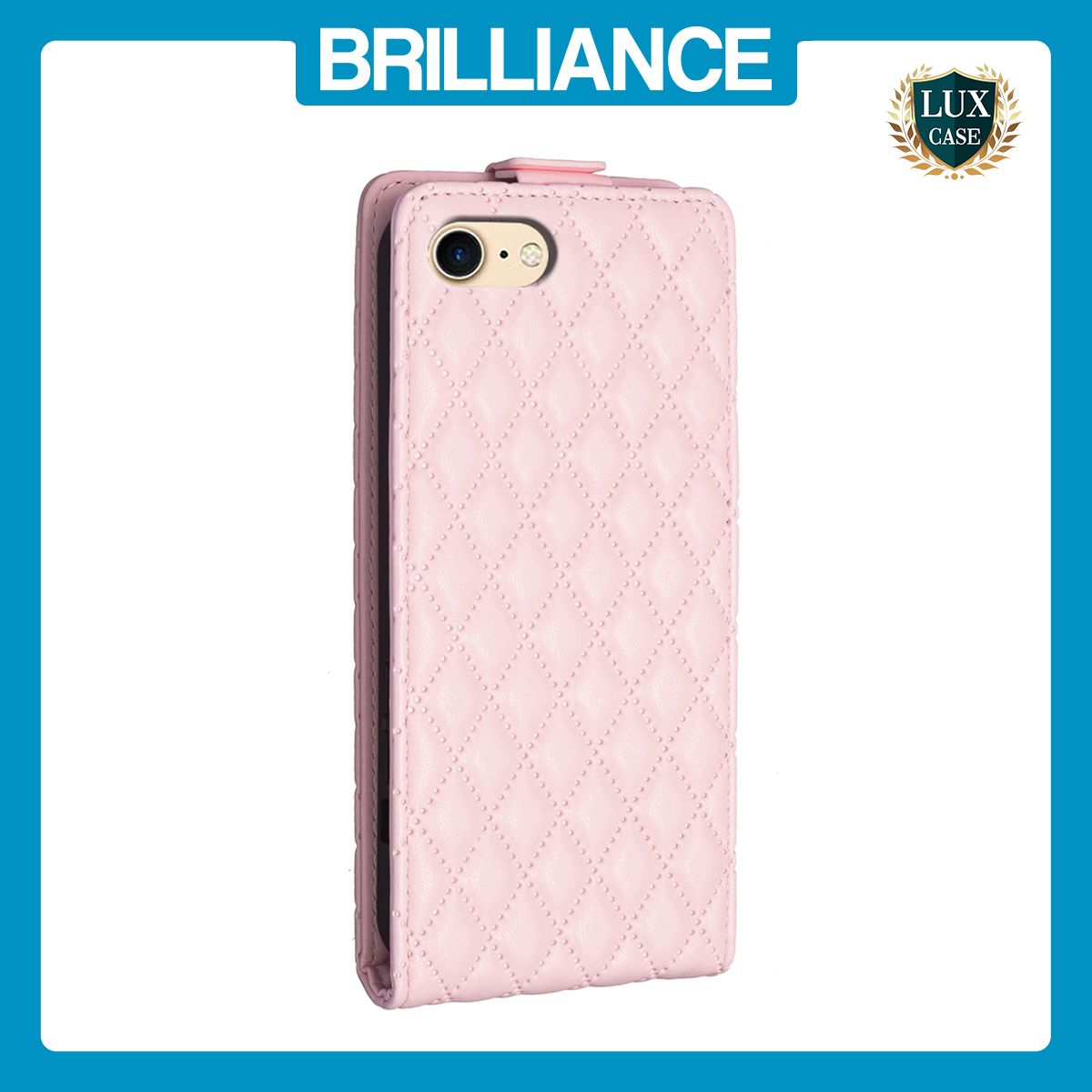 Brilliance LUX iPhone 6/7/8 Flip PU Photo Frame Leather Up And Down Wallet with Card Pockets Case Pink