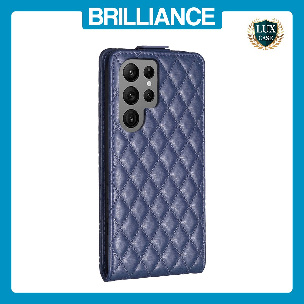 Brilliance LUX Samsung S23 Ultra Flip PU Photo Frame Leather Up And Down Wallet with Card Pockets Case Blue