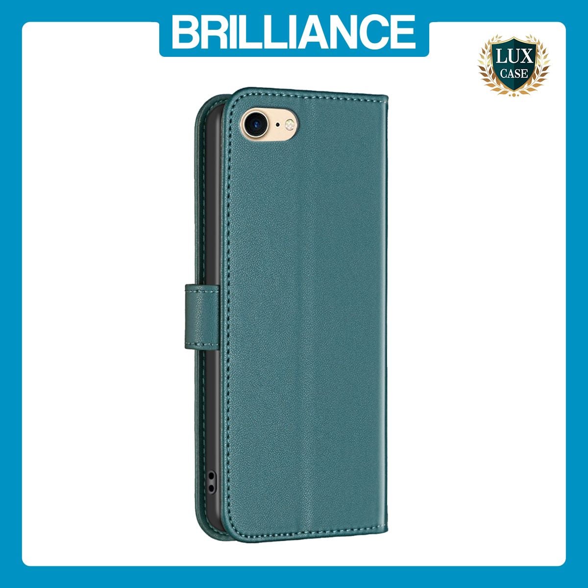 Brilliance LUX iPhone 6/7/8 Flip Book PU Genuine Leather Detachable Strong Magnetic Wallet with Card Pockets Case Green