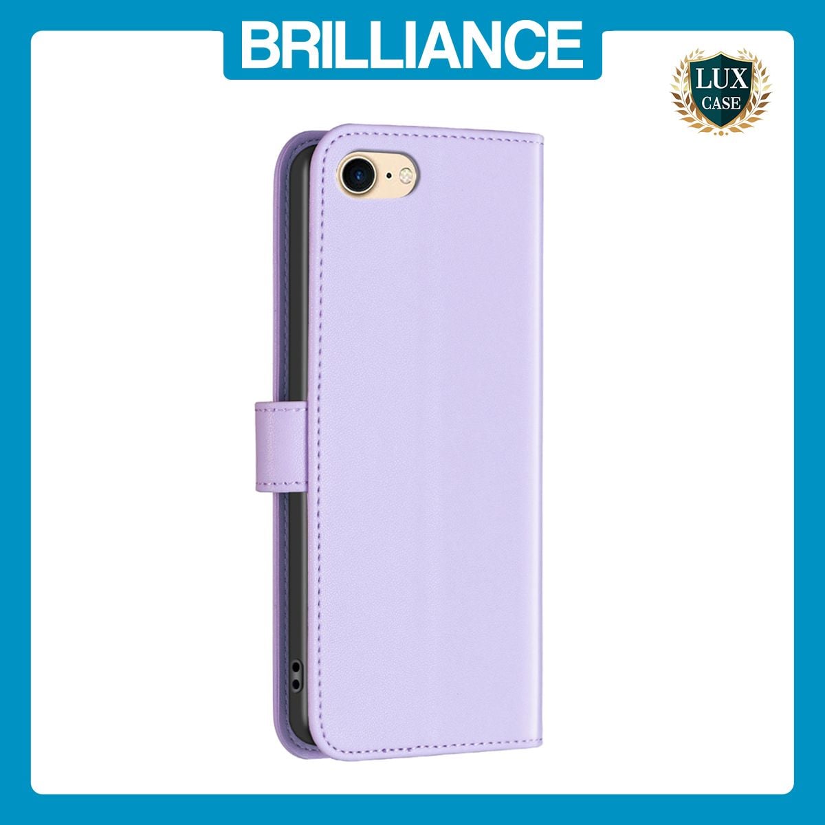 Brilliance LUX iPhone 6/7/8 Flip Book PU Genuine Leather Detachable Strong Magnetic Wallet with Card Pockets Case lavender