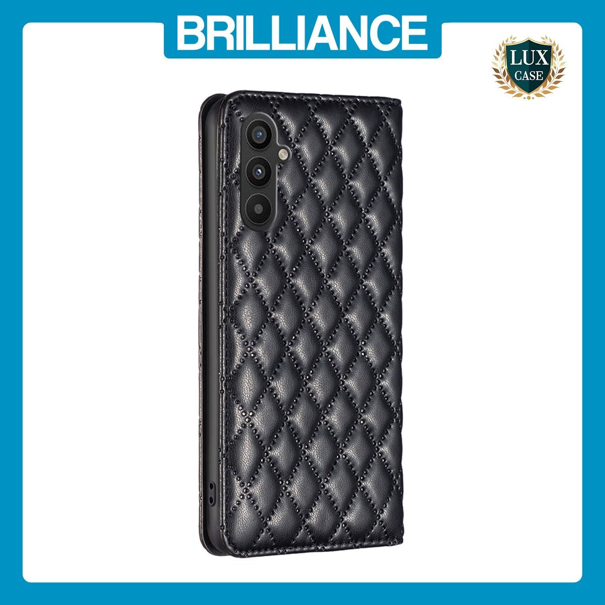Brilliance LUX Samsung A34 5G Flip PU Leather Holder Slots Magnetic Wallet with Card Pockets Case Black