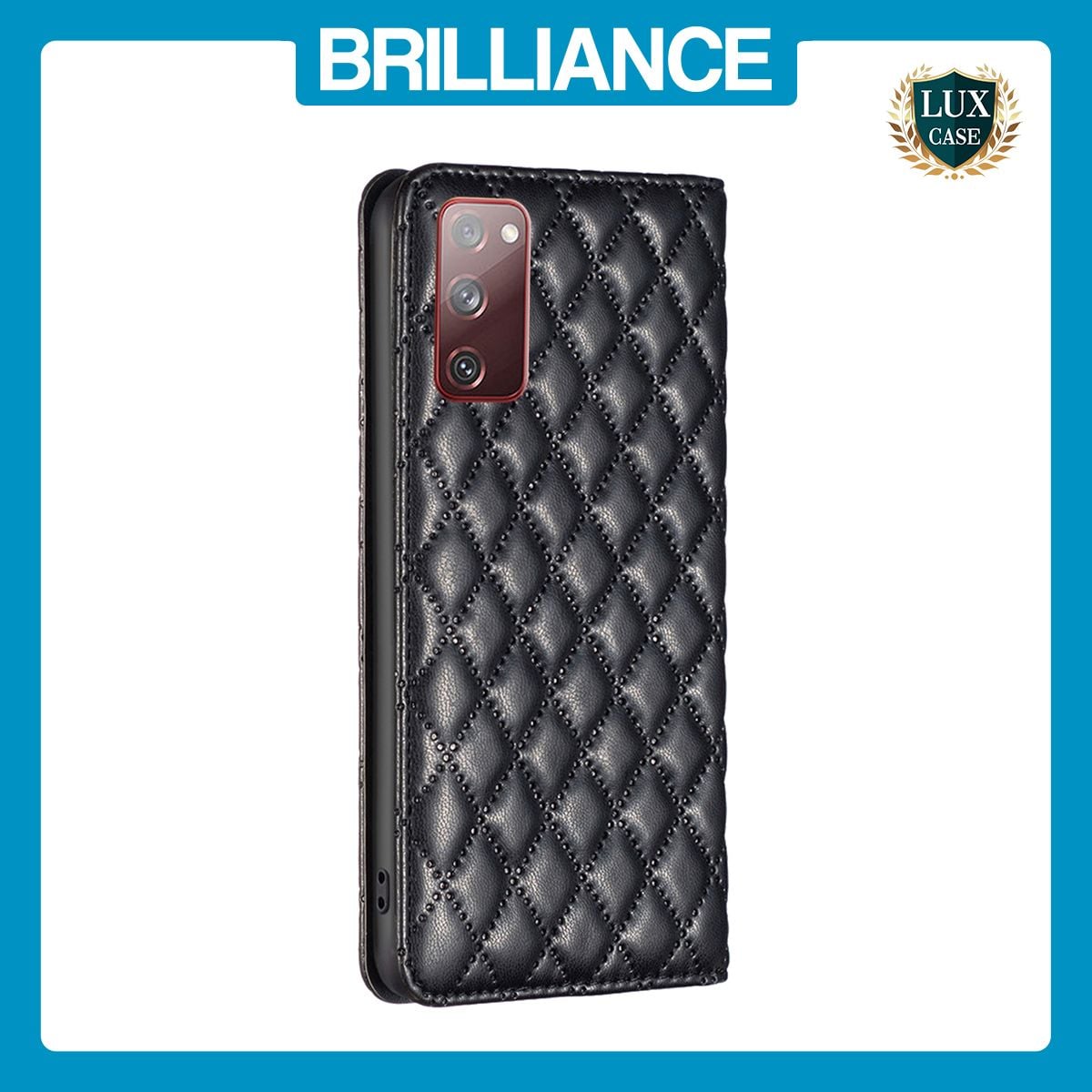 Brilliance LUX Samsung S20 FE/S20 LITE Flip PU Leather Holder Slots Magnetic Wallet with Card Pockets Case Black