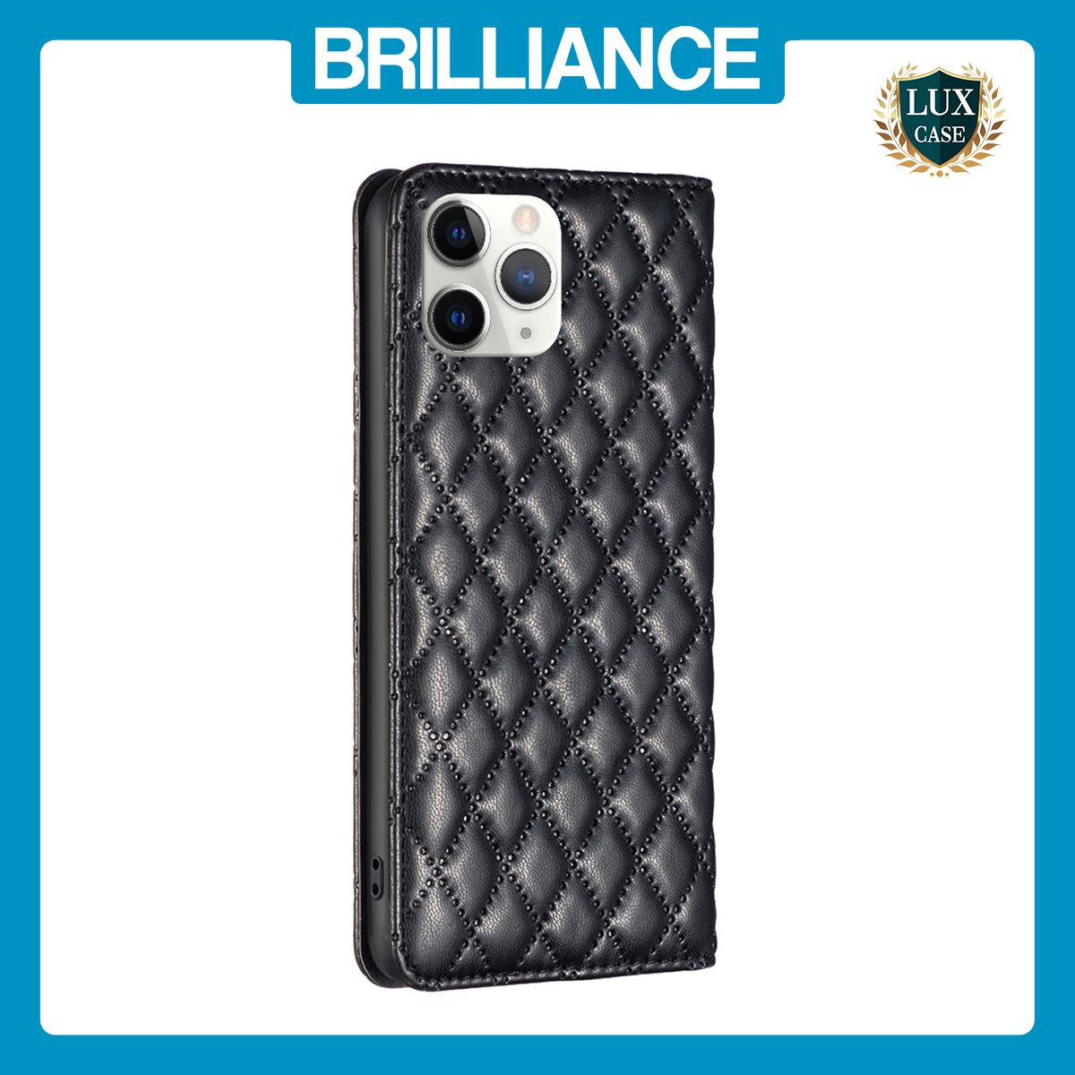 Brilliance LUX iPhone 11 Pro Max Flip PU Leather Holder Slots Magnetic Wallet with Card Pockets Case Black