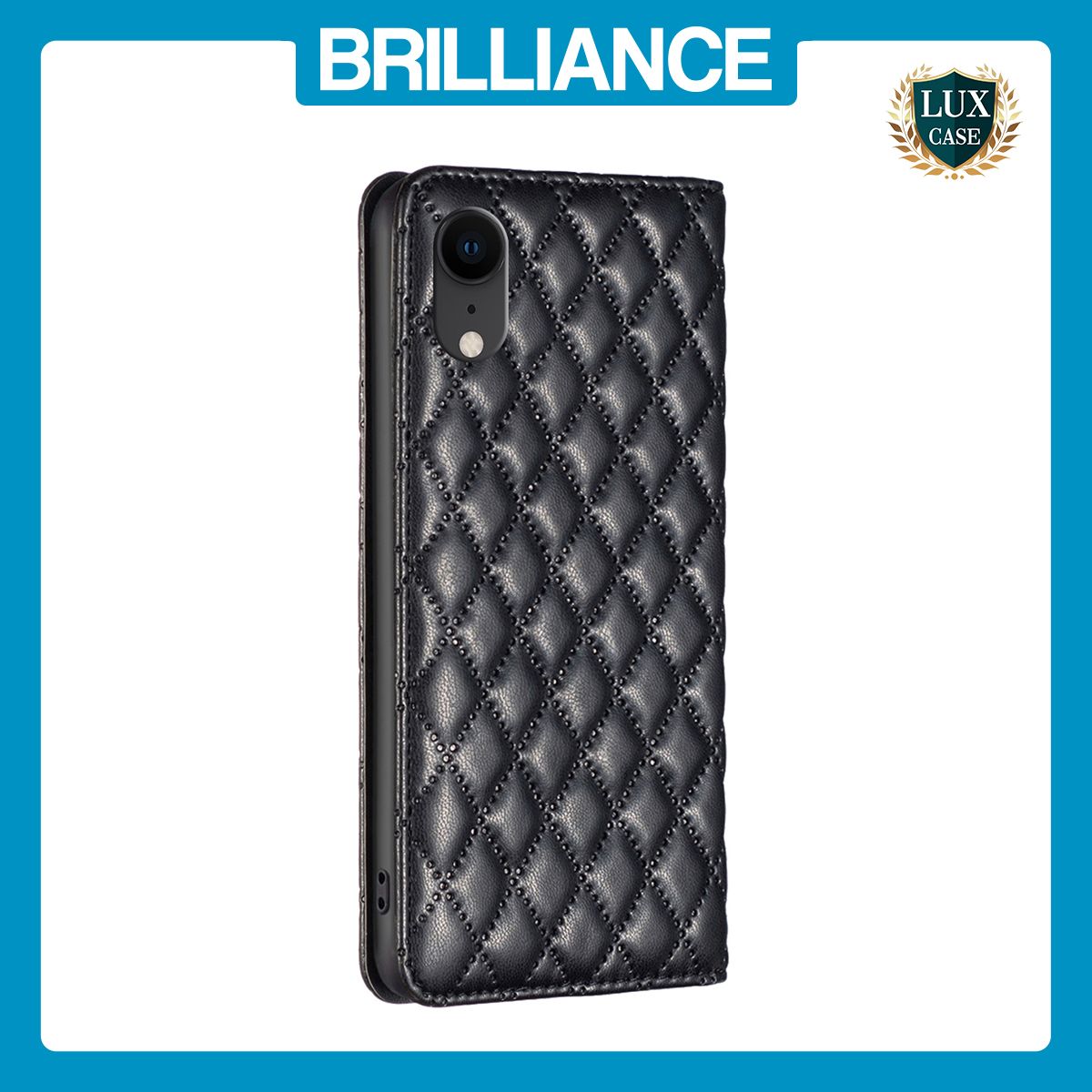 Brilliance LUX iPhone XR Flip PU Leather Holder Slots Magnetic Wallet with Card Pockets Case Black