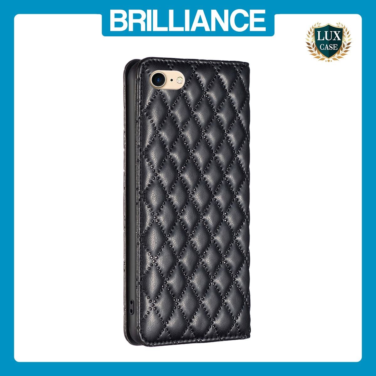 Brilliance LUX iPhone 6/7/8 Flip PU Leather Holder Slots Magnetic Wallet with Card Pockets Case Black