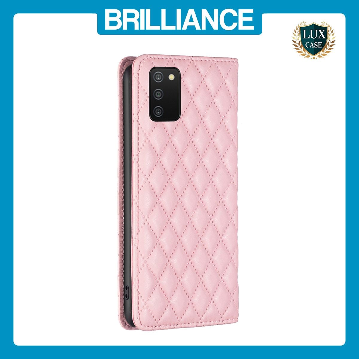 Brilliance LUX Samsung A03S/A02S Flip PU Leather Holder Slots Magnetic Wallet with Card Pockets Case Pink