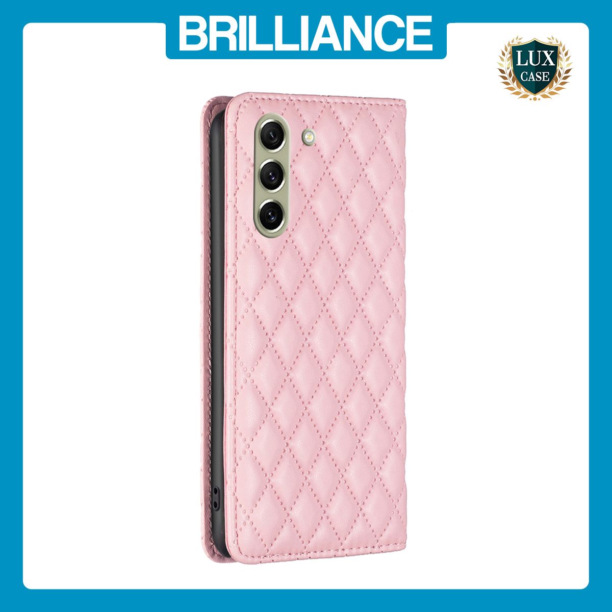 Brilliance LUX Samsung S21 FE/S21 LITE Flip PU Leather Holder Slots Magnetic Wallet with Card Pockets Case Pink