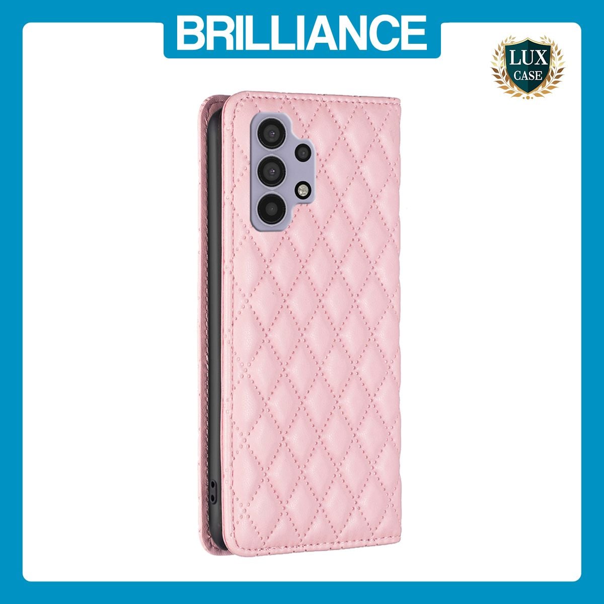 Brilliance LUX Samsung A32 5G Flip PU Leather Holder Slots Magnetic Wallet with Card Pockets Case Pink