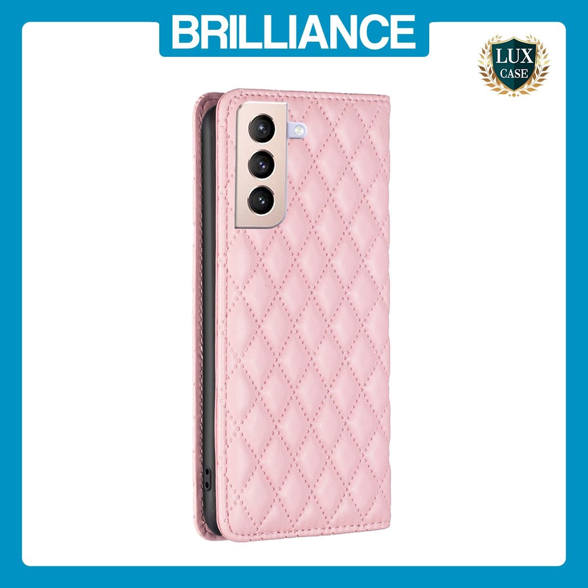 Brilliance LUX Samsung S21 Plus Flip PU Leather Holder Slots Magnetic Wallet with Card Pockets Case Pink