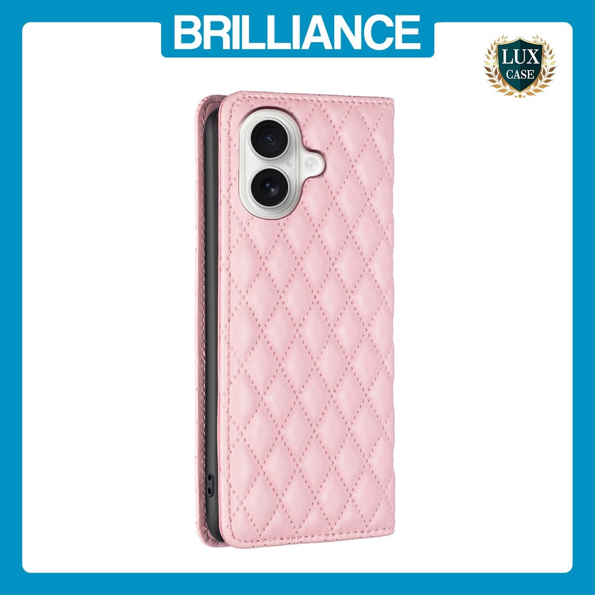Brilliance LUX iPhone 16 Flip PU Leather Holder Slots Magnetic Wallet with Card Pockets Case Pink