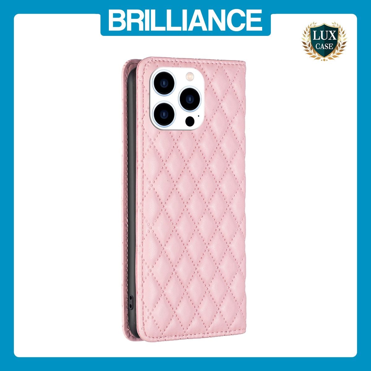 Brilliance LUX iPhone 15 Pro Flip PU Leather Holder Slots Magnetic Wallet with Card Pockets Case Pink