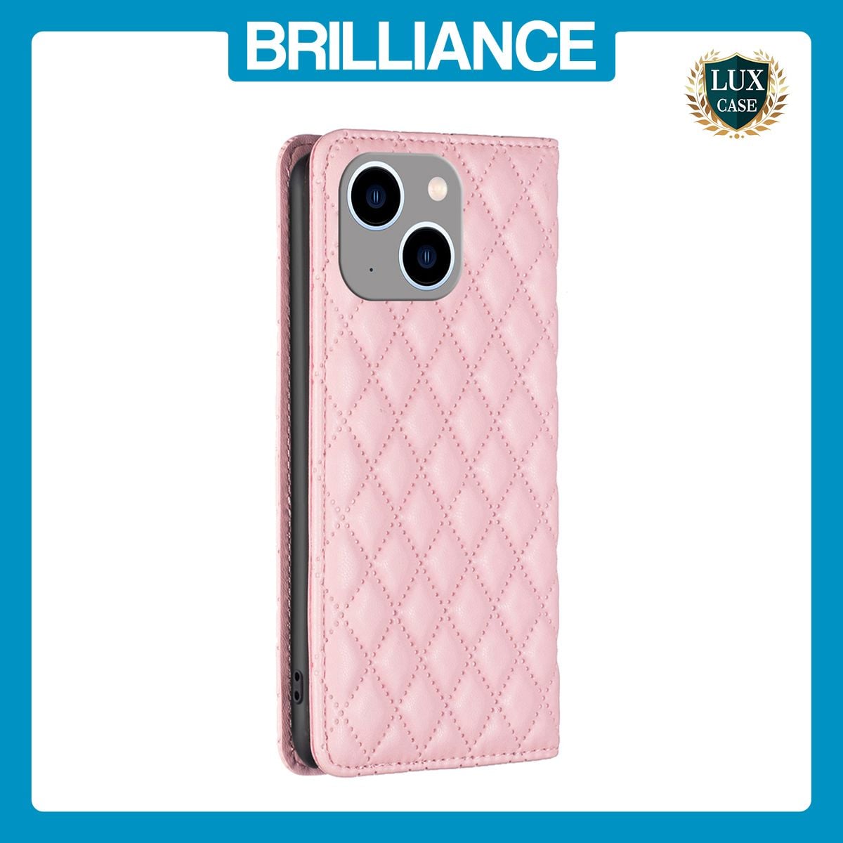 Brilliance LUX iPhone 15 Plus Flip PU Leather Holder Slots Magnetic Wallet with Card Pockets Case Pink