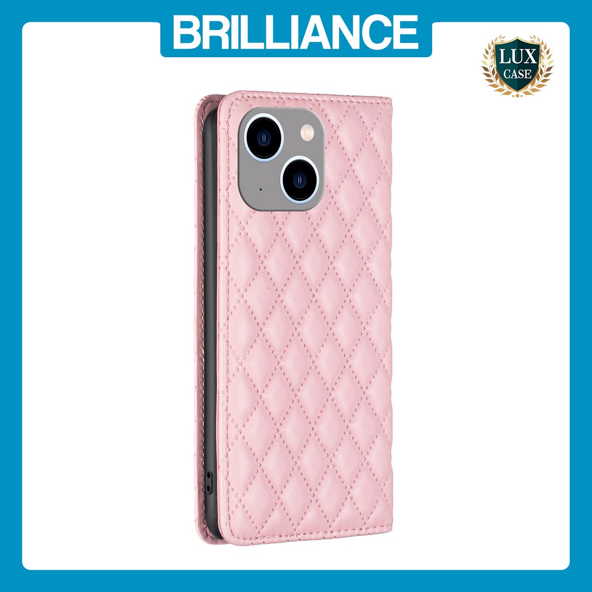 Brilliance LUX iPhone 14 Plus Flip PU Leather Holder Slots Magnetic Wallet with Card Pockets Case Pink