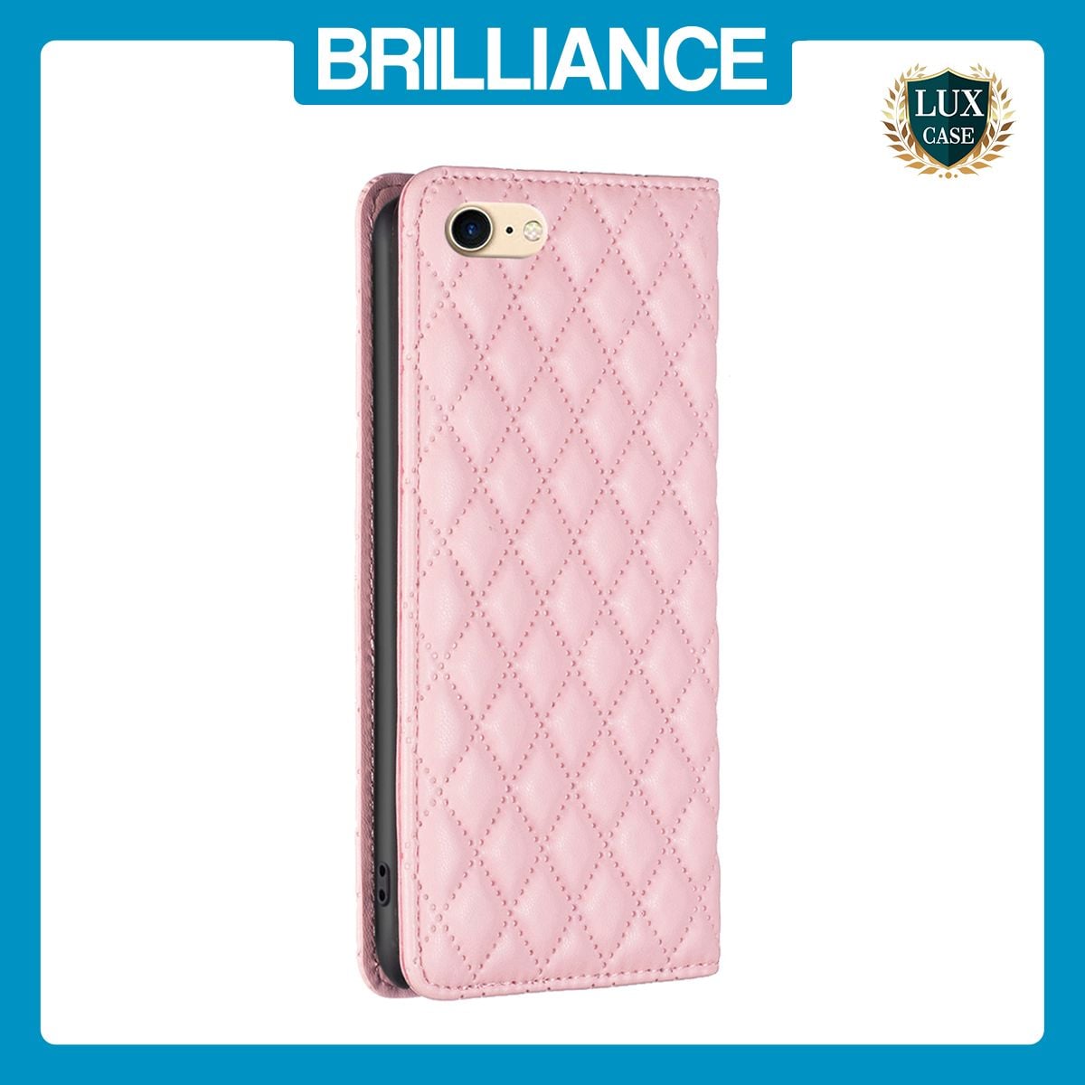 Brilliance LUX iPhone 6/7/8 Flip PU Leather Holder Slots Magnetic Wallet with Card Pockets Case Pink