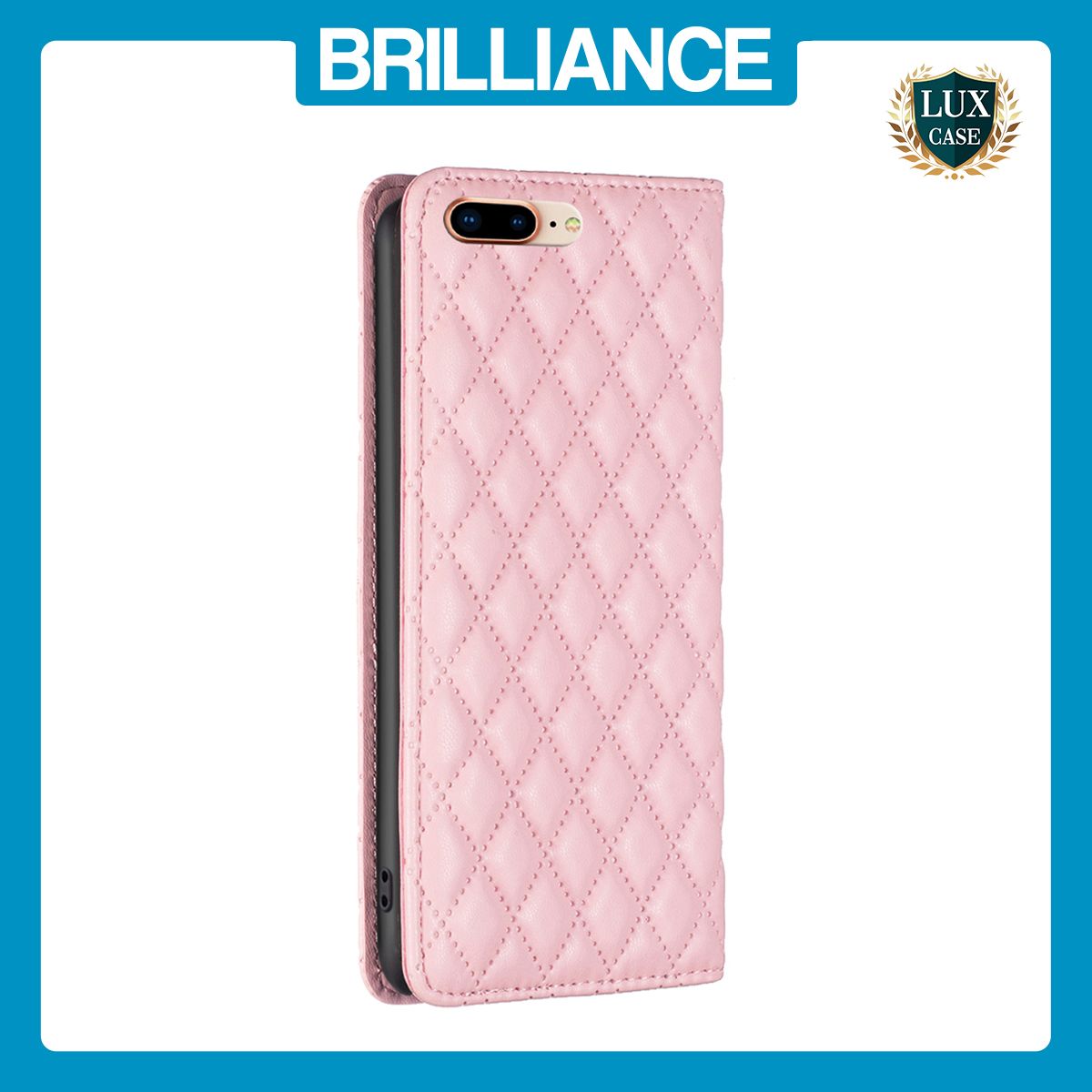Brilliance LUX iPhone 6P/7P/8P Flip PU Leather Holder Slots Magnetic Wallet with Card Pockets Case Pink
