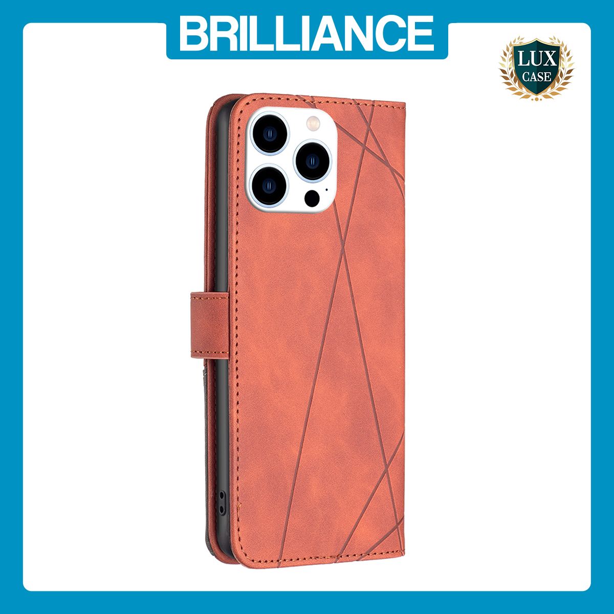 Brilliance LUX iPhone 16 Pro Max Flip PU Leather Retro Business linear Wallet with Card Pockets Case Brown
