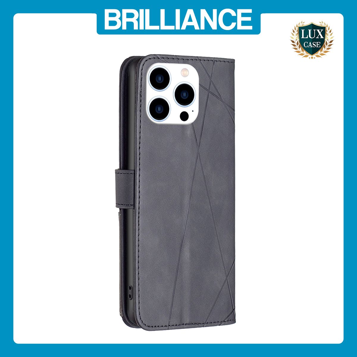 Brilliance LUX iPhone 16 Pro Max Flip PU Leather Retro Business linear Wallet with Card Pockets Case Black