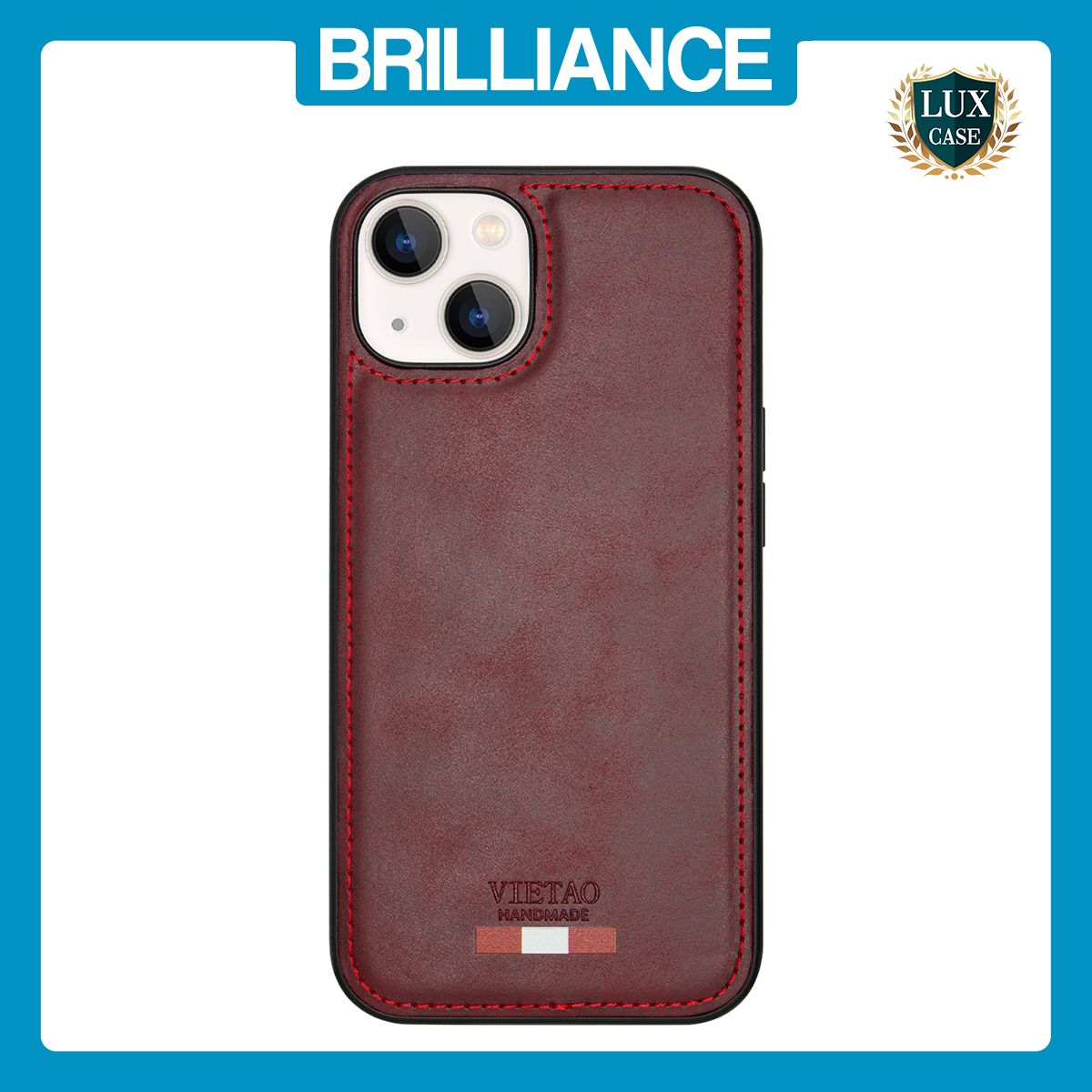 Brilliance LUX iPhone 13 TPU PC Leather Scratch Proof Hybrid Case Red