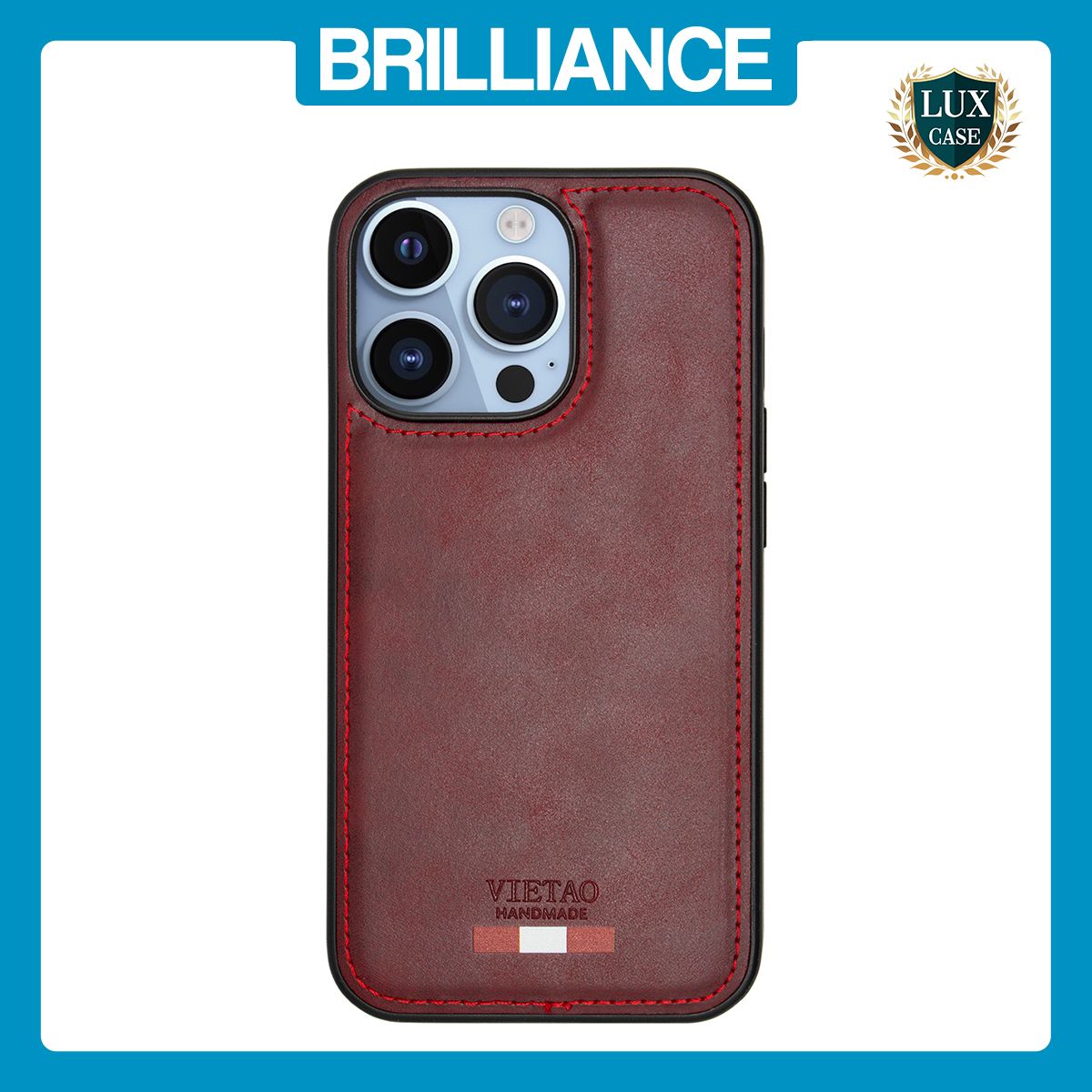 Brilliance LUX iPhone 14 Pro TPU PC Leather Scratch Proof Hybrid Case Red