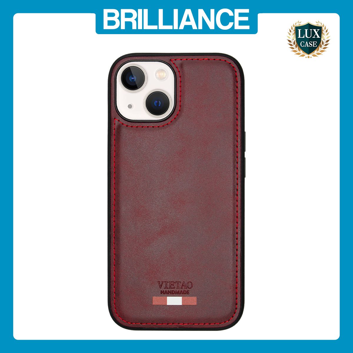 Brilliance LUX iPhone 15 TPU PC Leather Scratch Proof Hybrid Case Red