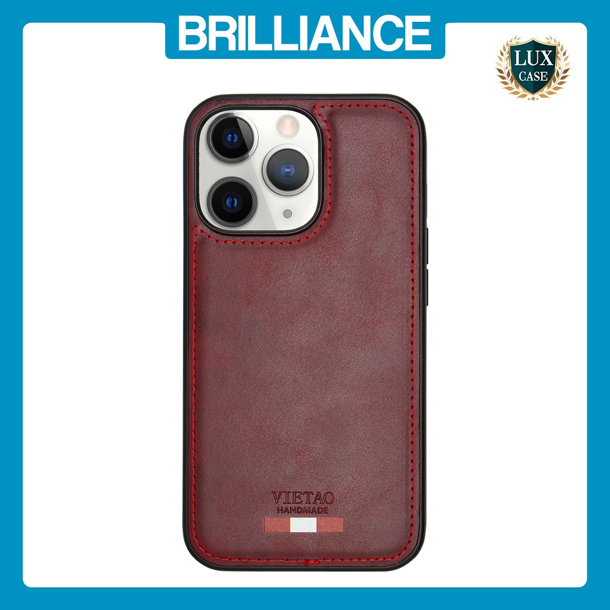 Brilliance LUX iPhone 15 Pro TPU PC Leather Scratch Proof Hybrid Case Red