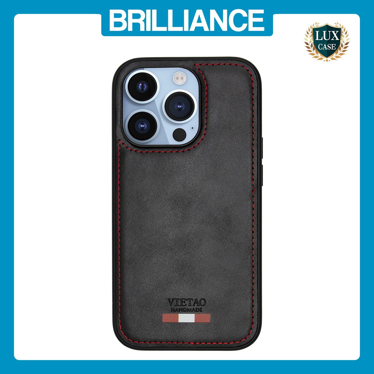 Brilliance LUX iPhone 13 Pro TPU PC Leather Scratch Proof Hybrid Case Black