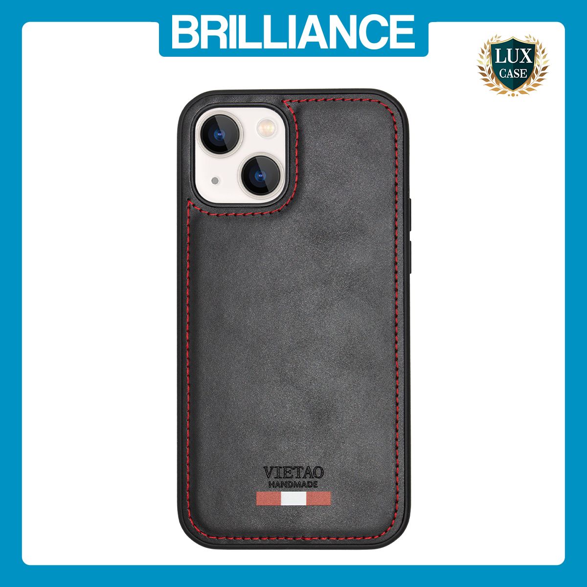 Brilliance LUX iPhone 15 TPU PC Leather Scratch Proof Hybrid Case Black