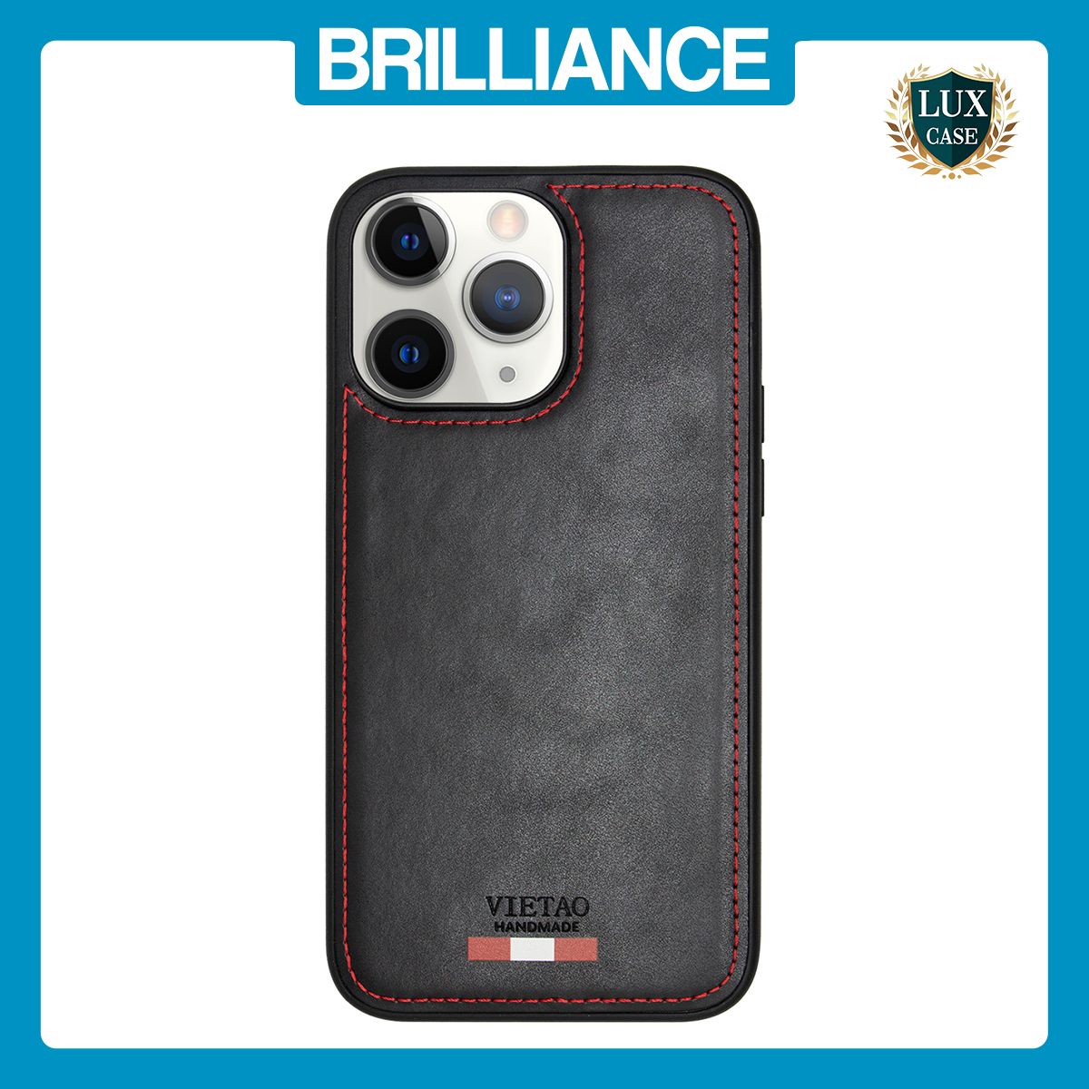 Brilliance LUX iPhone 15 Pro TPU PC Leather Scratch Proof Hybrid Case Black