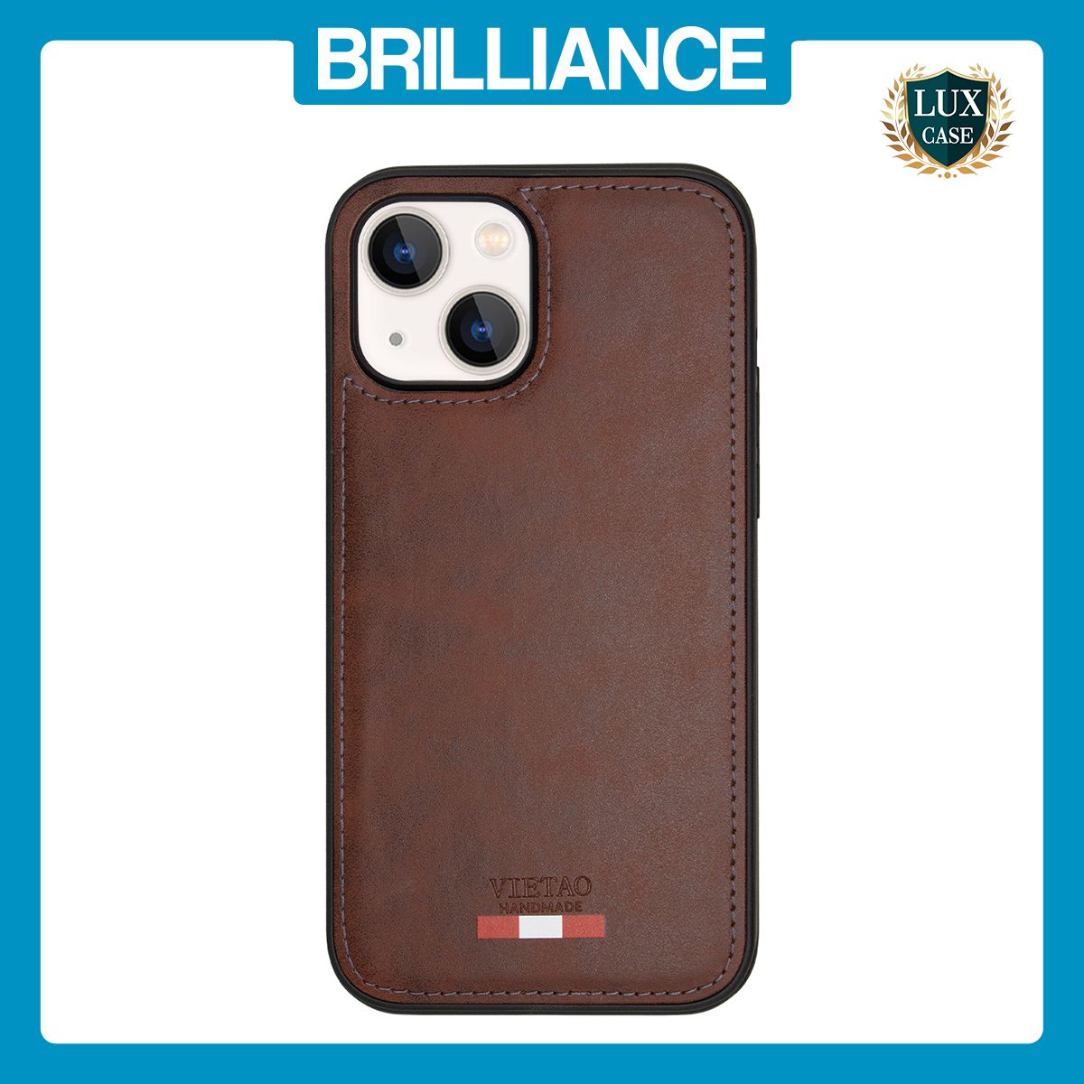 Brilliance LUX iPhone 13 TPU PC Leather Scratch Proof Hybrid Case Brown
