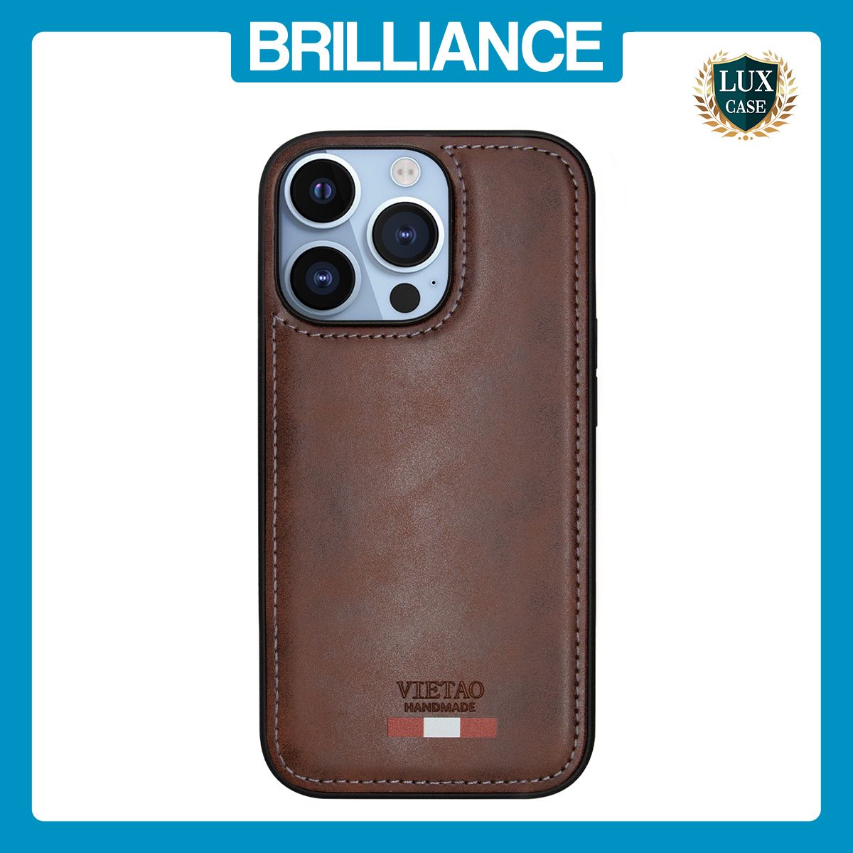 Brilliance LUX iPhone 13 Pro TPU PC Leather Scratch Proof Hybrid Case Brown